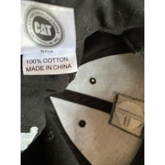 CAT Caterpillar Graphic Logo Black Baseball Hat Cap Yellow Trim Adjustable - Picture 9 of 9